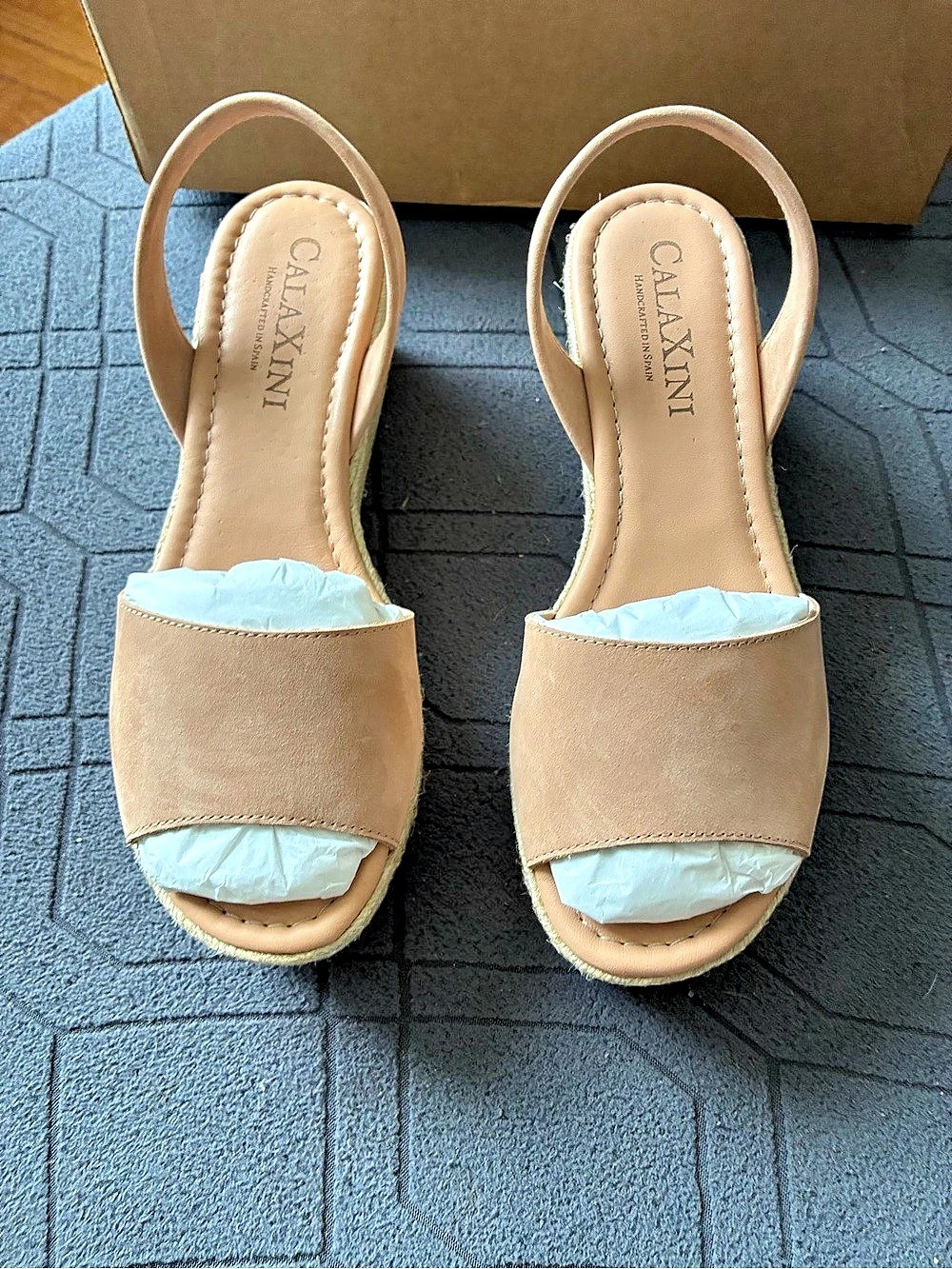 Calzanetti 2140 Cuero Sandal Wedge Sandals in Beige EU 37 NWT